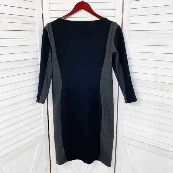 H&M Knit Colorblock Bodycon Sheath Dress Black Gray Medium - Picture 9 of 14